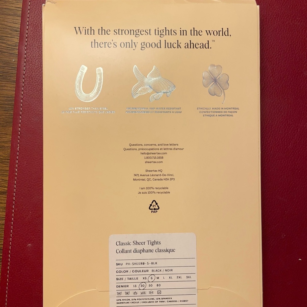-Classic Sheet Tights, Size S, Denier 30